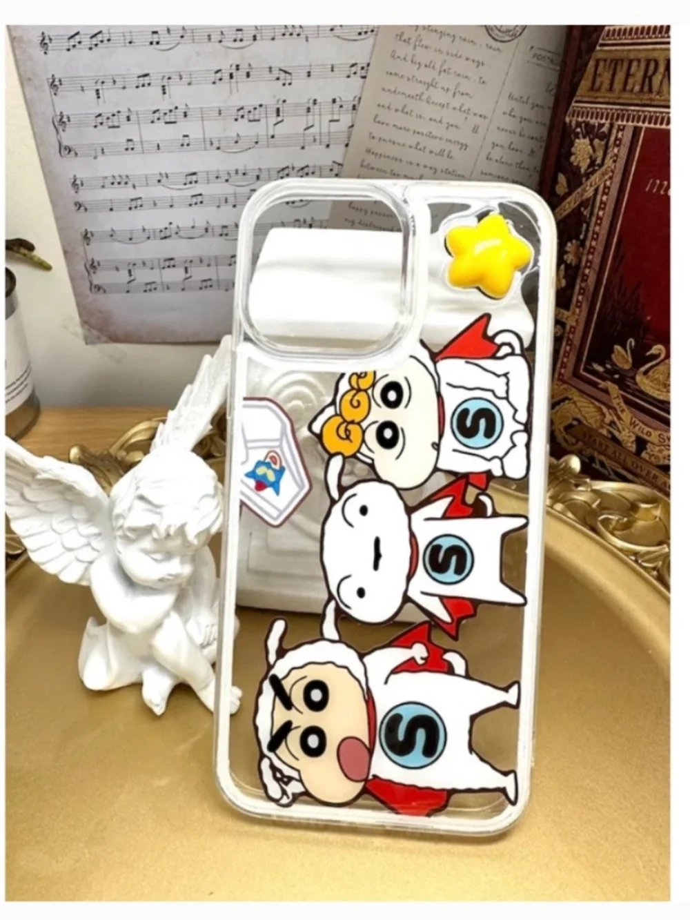 iPhone 13promax cartoon case,Handmade case with free gift beads chain